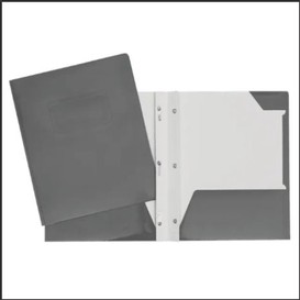Portfolios gris carton lamine/poch./att