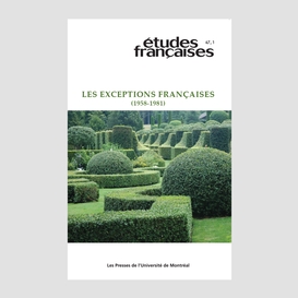 Études françaises. volume 47, numéro 1, 2011
