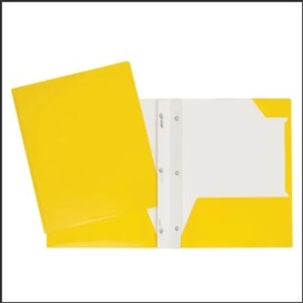 Portfolio jaune carton lamine/poch./att