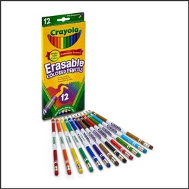 12/pqt crayon couleur effacables crayola