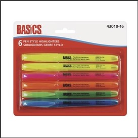 6/pqt surligneur stylo coul.ass.basics