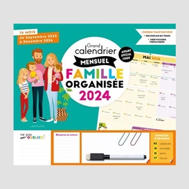 Calendrier compact mensuel famille organisée 2024 : Larousse