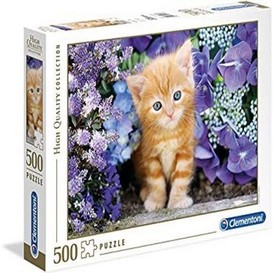 Casse-tete 500mcx - chaton dans fleurs